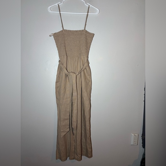 House of Harlow 1960 linen blend Smocked Top Wide Leg Capri jumpsuit size M - Picture 1 of 7